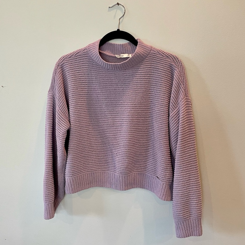 Hollister purple knit cropped sweater